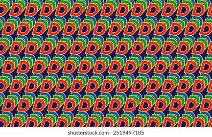 Diseño de patrón geométrico. Texturas de tela Abstractas en el fondo colorido de la letra D del motivo.