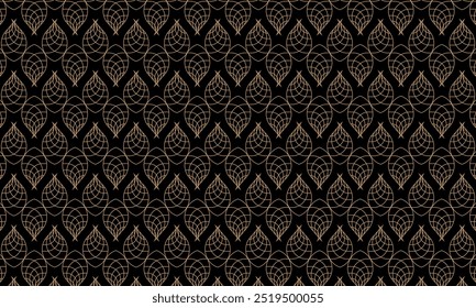 Geometric pattern design. Abstract fabric textures in dark and golden lines batik background.