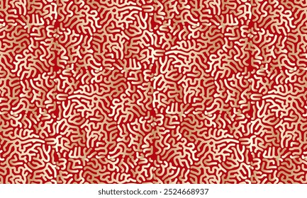 Geometric pattern design. Abstract fabric texture. Turing lines in red background.