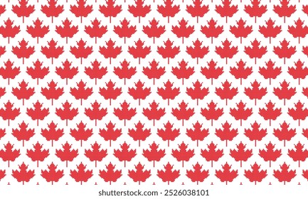 Projeto de padrão geométrico. Texturas de tecido abstratas. Mosaico folhas canadenses em fundo vermelho e branco.