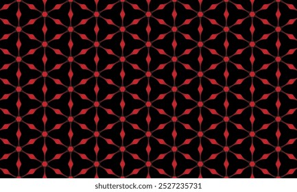 Geometric pattern design. Abstract fabric textures. Hexagonal motif in dark and red lines background.