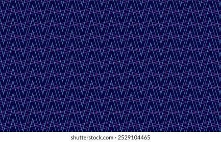 Geometrisches Musterdesign. Abstrakte Texturen. Zigzag Linien Motiv auf dunkelblauem Hintergrund.