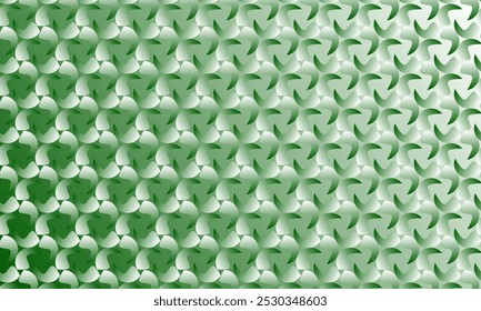 Geometric pattern design. Abstract fabric textures. Boomerang motif in gradient of green background.