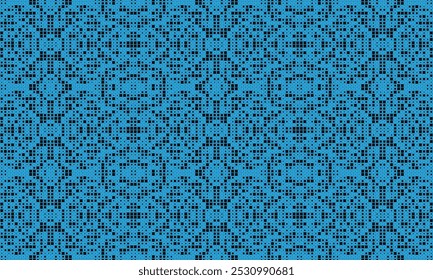 Geometric pattern design. Abstract fabric textures. Dots motif in blue background.
