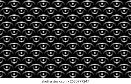 Diseño de patrón geométrico. Texturas de tela Abstractas. Motivo de ojos en fondo blanco y negro.