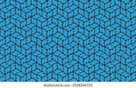 Geometric pattern design. Abstract fabric textures. Blue leaves motif in dark background.