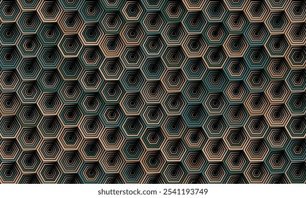 Geometric pattern design. Abstract fabric textures. Honeycomb motif in dark background.