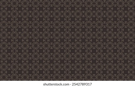 Geometric pattern design. Abstract fabric textures. Batik motif in dark brown background.