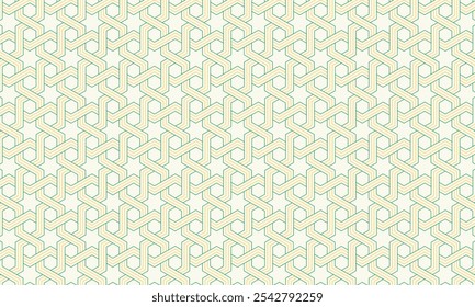 Geometric pattern design. Abstract fabric textures. Hexagonal motif in light green background.