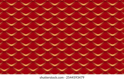 Geometric pattern design. Abstract fabric textures. Textile motif in red and golden grid background.