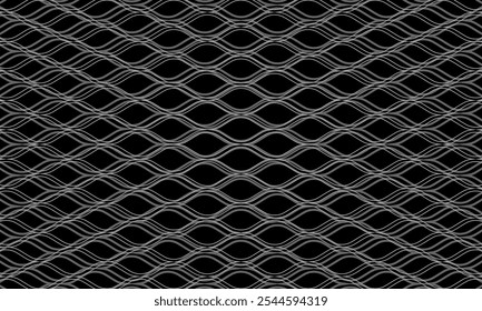 Geometric pattern design. Abstract fabric textures. Wire fence motif in dark background.