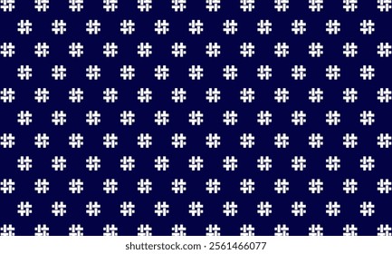 Geometric pattern design. Abstract fabric textures in dark and white hashtag icon background.