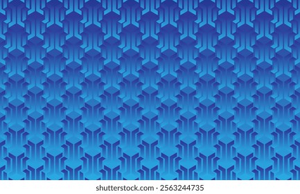 Geometric pattern design. Abstract fabric textures in gradient blue background.