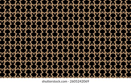 Geometric pattern design. Abstract fabric textures in black and golden background.