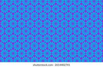 Geometric pattern design. Abstract fabric textures in blue and purple hexagonal background.