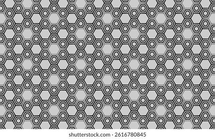 Geometric pattern design. Abstract fabric textures in grey and black hexagonal background.