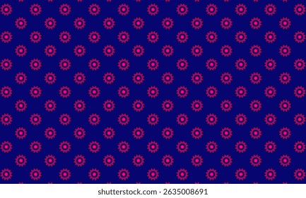 Geometric pattern design. Abstract fabric textures in dark blue and flowers  motif background.