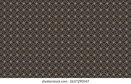 Geometric pattern design. Abstract fabric textures in dark brown and golden lines background.