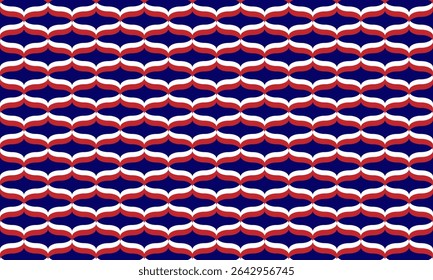 Geometric pattern design. Abstract fabric textures in red white flag and dark background.
