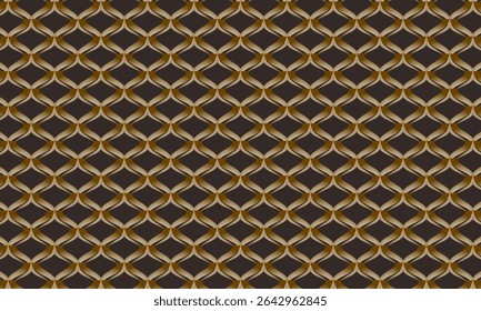 Geometric pattern design. Abstract fabric textures in golden grille and dark brown background.