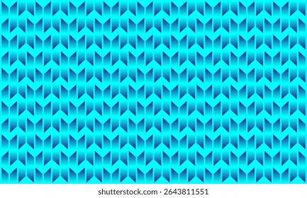 Geometric pattern design. Abstract fabric textures in blue shapes and neon blue background.