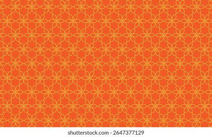 Geometric pattern design. Abstract fabric texture in yellow hexagon and orange background.