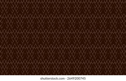 Geometric pattern design. Abstract fabric texture in zigzag golden lines and dark brown background.