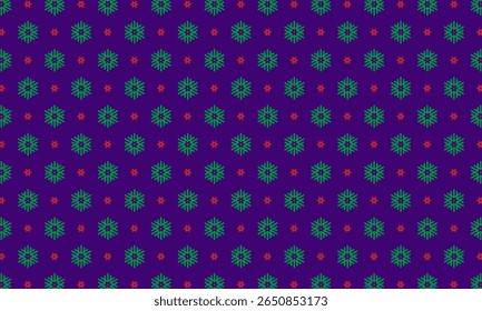 Geometrisches Musterdesign. Abstrakte Stofftextur in Weihnachtsbaummotiv und dunkelviolettem Hintergrund.