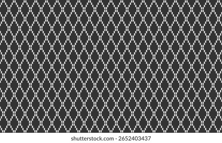 Geometric pattern design. Abstract fabric textures in white diamond lines and black background.