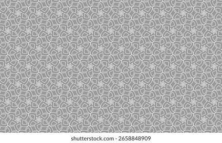 Geometric pattern design. Abstract fabric texture in white lines and grey background.