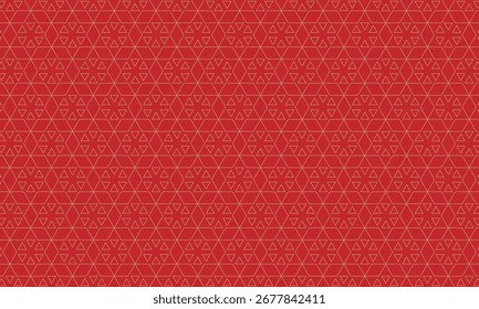 Projeto de padrão geométrico. Textura de tecido abstrato em motivo hexagonal e fundo vermelho.
