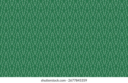 Projeto de padrão geométrico. Textura de tecido abstrato no motivo da linha de pinheiros e fundo verde.