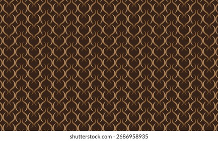 Projeto de padrão geométrico. Textura de tecido abstrato em motivo batik dourado e fundo marrom escuro.