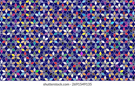 Geometric pattern design. Abstract fabric texture in multi color batik background.