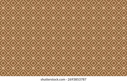 Geometric pattern design. Abstract fabric texture in golden boxes and brown background. 