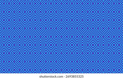 Geometric pattern design. Abstract fabric texture in blue diamonds motif and purple background. 
