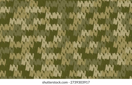 Geometric pattern design. Abstract fabric texture in dark green and  army embroidery motif. 