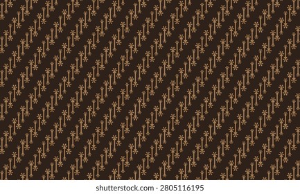 Geometric pattern design. Abstract fabric texture in dark brown and batik background.
