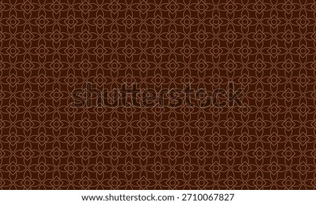 Geometric pattern design. Abstract fabric texture in golden lines batik motif and dark brown background.
