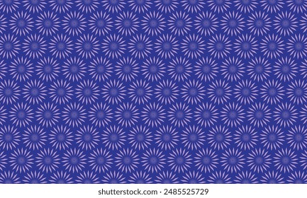 Geometric pattern design. Abstract fabrics texture. Floral motif in blue and dark blue background.