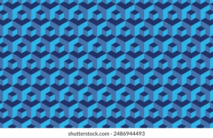 Geometric pattern design. Abstract fabrics texture. Hexagonal motif in blue background.
