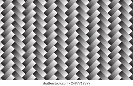 Geometric pattern design. Abstract fabrics texture. Weave motif in gradient of black and white background.