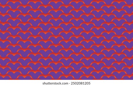 Geometric pattern design. Abstract fabrics texture. Hearts motif in red and purple background.
