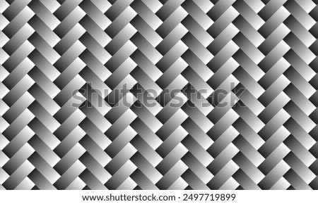 Geometric pattern design. Abstract fabrics texture. Weave motif in gradient of black and white background.