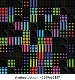 Geometric Pattern Design: Abstract Shapes, Bold Colors, and Grid Compositions