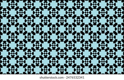 Geometric pattern design. Abstract texture fabrics. Black and lite blue motif background.