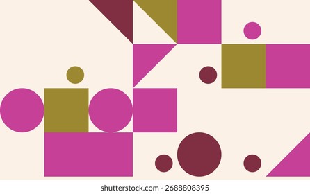 Geometric Pattern Design with Circles Squares and Triangles in Muted Colors