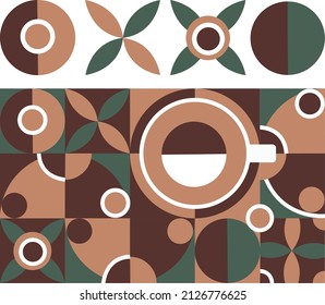 Geometric pattern design coffe vector illustration.