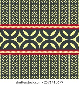 A Geometric pattern design featuring circular motifs and vibrant colors, ideal for textiles or wallpapers. intricate details create visually appealing and modern aesthetic