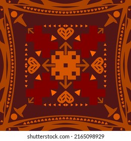 Geometric pattern design Ideal for silk scarf, kerchief, bandana, neck wear, shawl, hijab, fabric, textile, wallpaper, carpet, or blanket. Artwork for fashion printing. Vector Illustration.